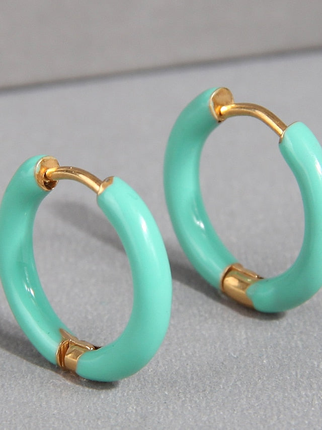 1 Pair Hoop Earrings Earrings For Office Work Daily Stainless Steel Circle Fashion for Women