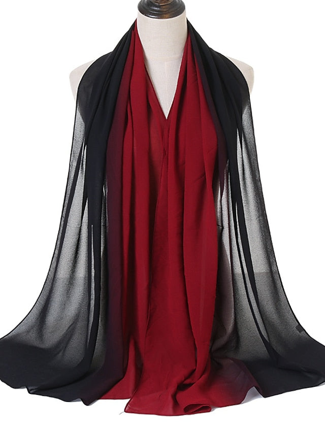 Fashion Gradient Bubble Chiffon Instant Hijab Women High Quality Cover-Up Shawl Wrap Neck Stole Muslim Caps 180*70Cm for Women