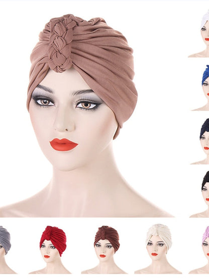 Vintage Inner Turban Hat Fashion Female Bandana Headband Hair Cover Cap Ladies Head Wraps for Women