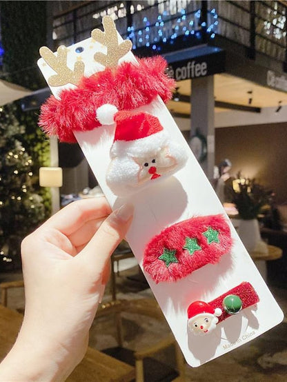 1PC Girls' Hair Accessory Set For Christmas Fabric Christmas elk set of four santa claus set of four Four-piece Christmas elk pop ring for Women