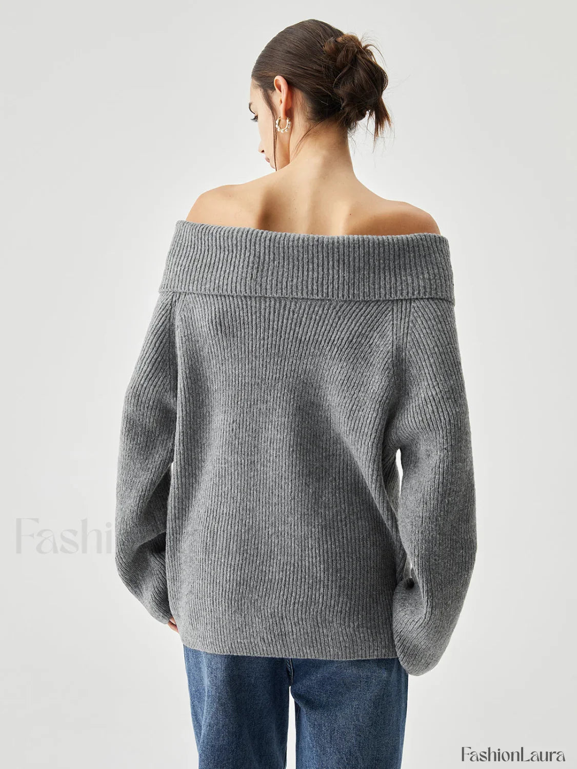 Oversized Overfold Off Trendy Shoulder Knit Sweater