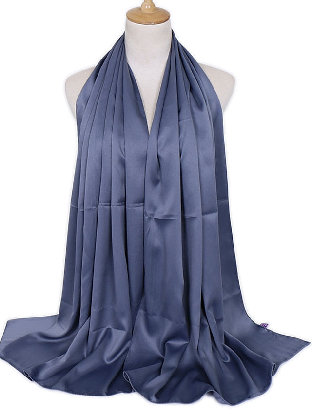 1pcs Women Silk Headscarf Hijab Scarf Long Muslim Shawl Turban Bandana Satin Scarves Head Wraps for Women