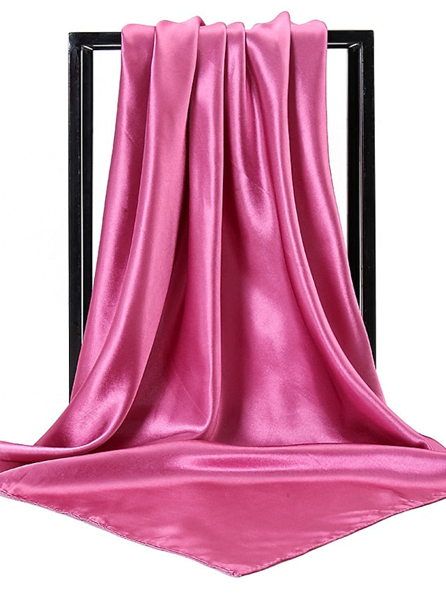 1pcs 90*90cm Solid Colors Neckerchief Hijab Scarf For Women Silk Satin Headband Hair Scarves Female Square Shawls Head Scarfs For Ladies for Women
