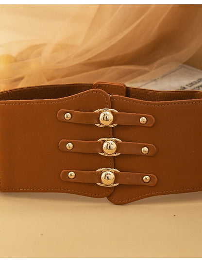 Wide Belt Party Wedding Street Daily Black White Belt Pure Color Red Fall Winter Spring Summer for Women