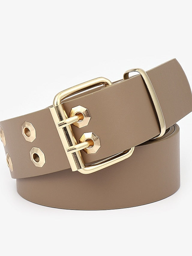 Unisex PU Buckle Belt PU Leather Metal Bucke Eyelet Casual Classic Party Daily White Black Yellow Brown for Women