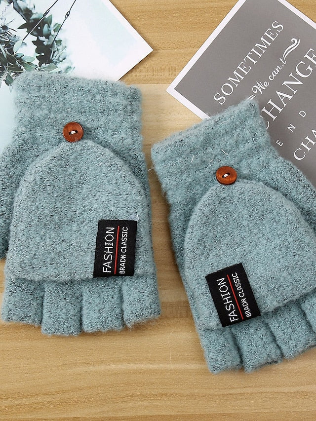 Men's Fingerless Gloves Warm Winter Gloves Gift Daily Letter Polyester Acrylic Fibers Simple Warm 1 Pair for Women