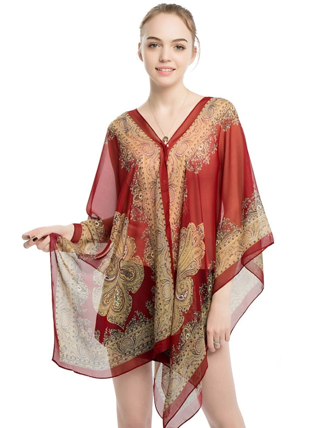 Satin Scarves Shawl Daily Holiday Chiffon Vacation Casual Bohemia Sunscreen Outdoor 1 PC for Women