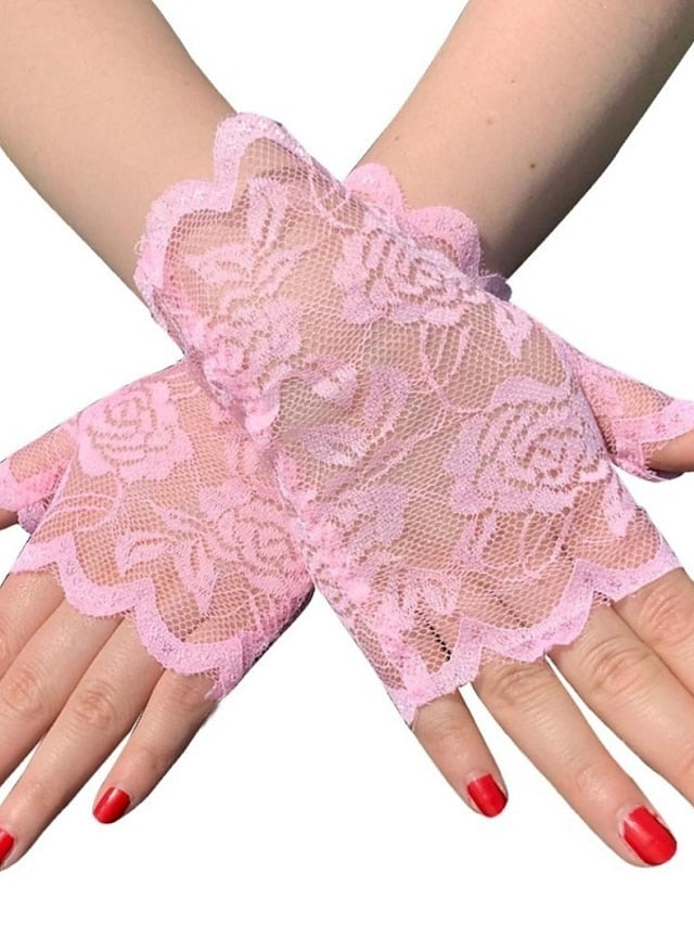 Women's Fingerless Gloves Lace Gloves Wedding Party Evening Gift Polyester Simple Bridal Gloves Sexy 1 Pair