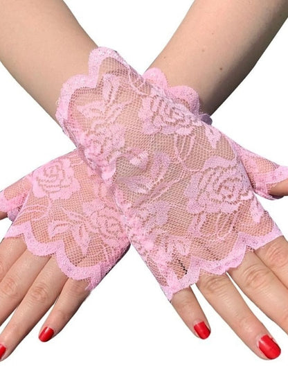 Women's Fingerless Gloves Lace Gloves Wedding Party Evening Gift Polyester Simple Bridal Gloves Sexy 1 Pair