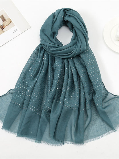 1 PC Sequins Cotton Viscose Muslim Hijab Scarves Women Long Shawls Solid Headscarf Head Wraps Islamic Turban Headband Foulard Bandana for Women