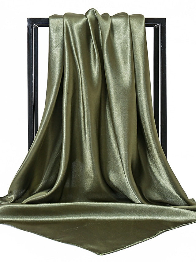 1pcs 90*90cm Solid Colors Neckerchief Hijab Scarf For Women Silk Satin Headband Hair Scarves Female Square Shawls Head Scarfs For Ladies for Women