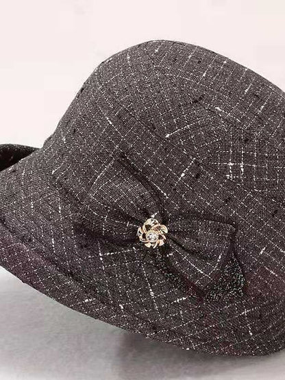 Hat Party Hat Light Gray Dark Gray Red Wedding Party Daily Bow Plaid Portable Windproof Comfort for Women