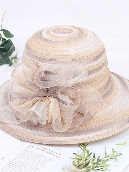 Hat Bucket Hat Sun Hat Blue Pink Wine Party Outdoor Dailywear Floral Floral Stripe Portable Windproof Comfort for Women