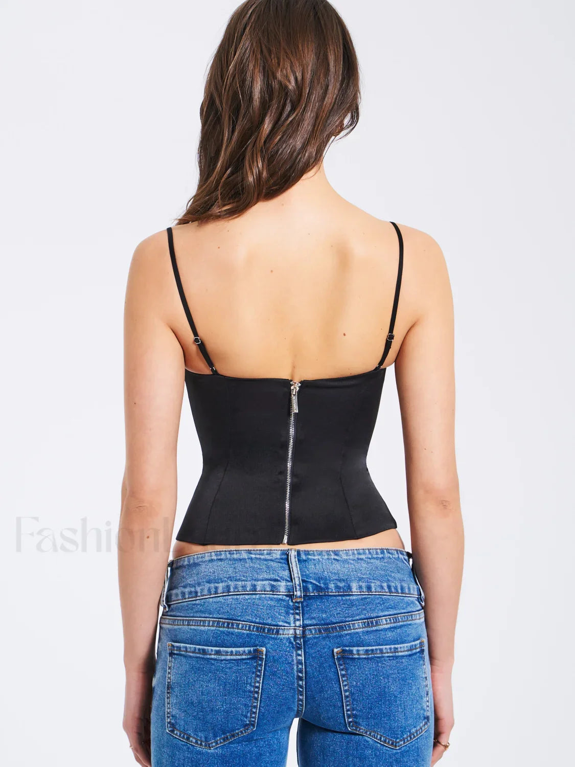 Padma Black Satin Charming Lace Bustier Corset Top