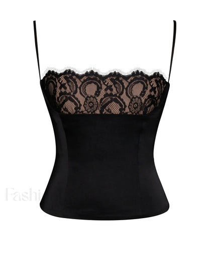 Padma Black Satin Charming Lace Bustier Corset Top