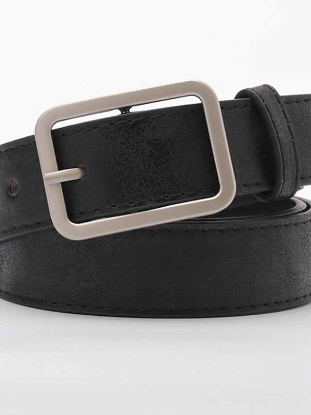 Unisex PU Buckle Belt PU Leather Prong Buckle Plain Casual Classic Party Daily Green Black Pink Silver for Women