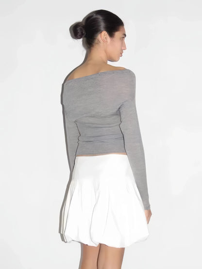 Paloma Wool One-line Neckline Off-the-shoulder Long-sleeved Slim-Fit Sweater
