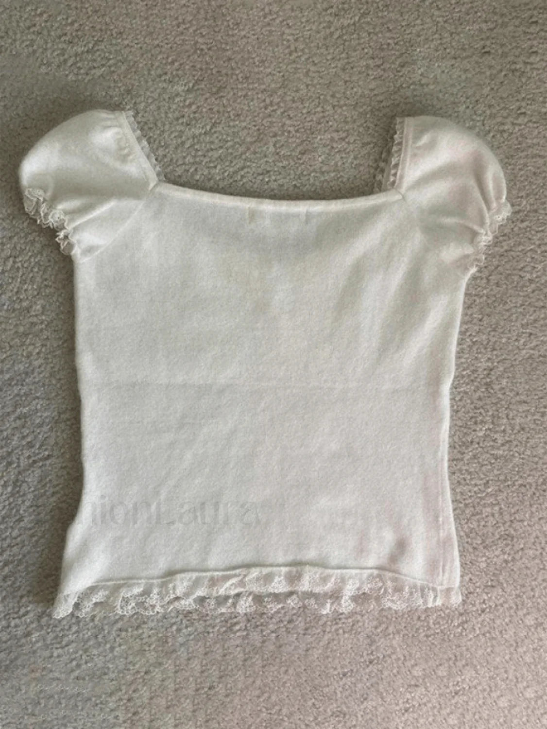 Paneled Lace White Puff Sleeve Blouse
