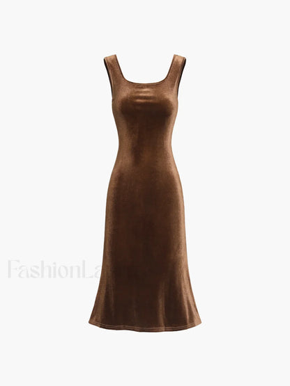 Paradise Feeling Velvet Trendy Zippered Midi Dress