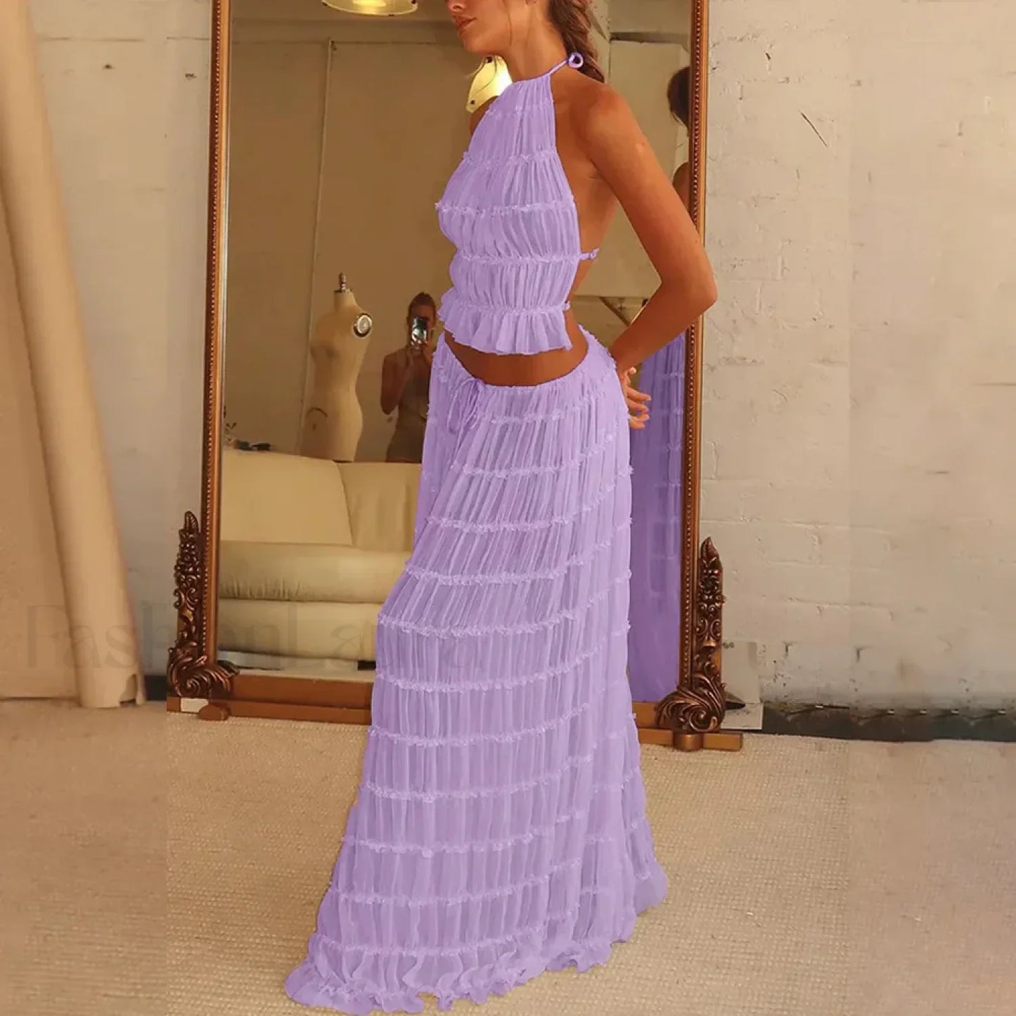 Party Beach Halter Skirt Two Piece Set