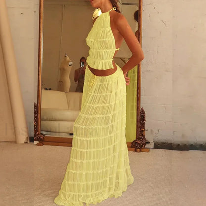 Party Beach Halter Skirt Two Piece Set