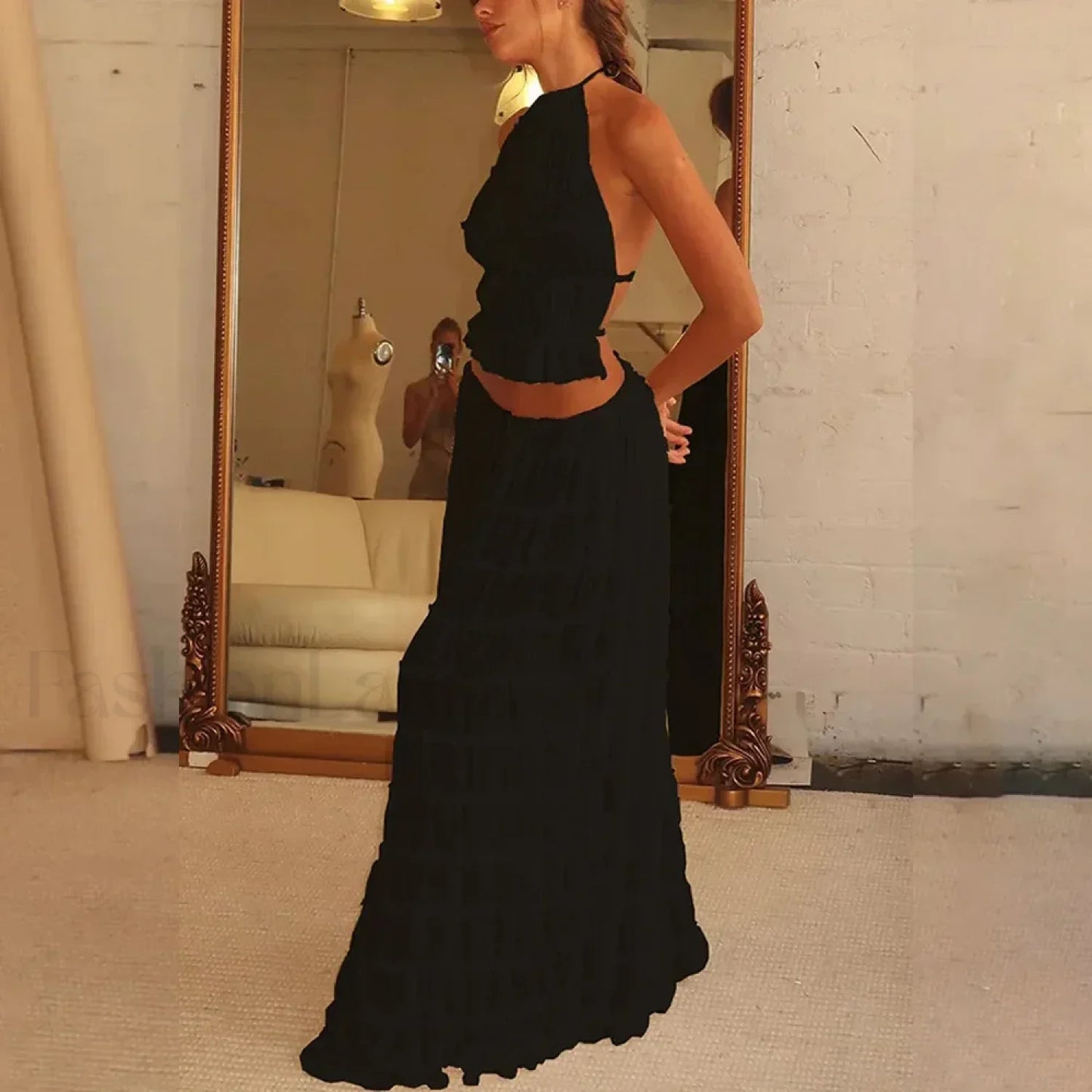 Party Beach Halter Skirt Two Piece Set