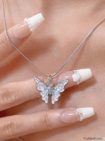 Pastel Butterfly Charm Necklace