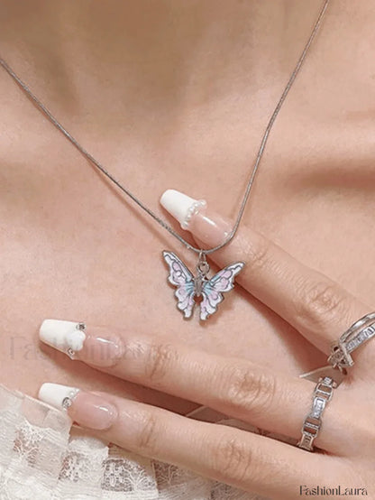 Pastel Butterfly Charm Necklace