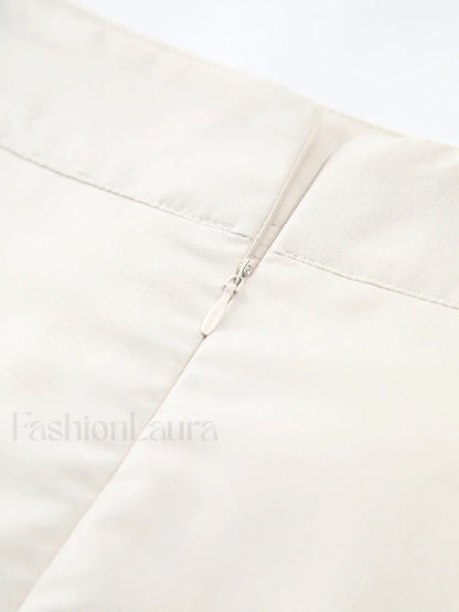 Patchwork Asymmetrical Pleated Buttoned Midi Skirt