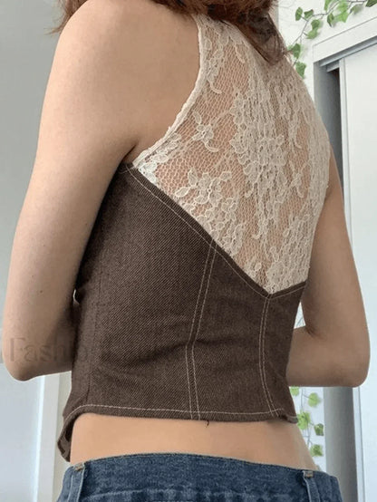 Patchwork Lace Corset Top