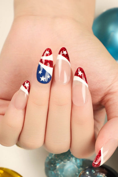 Patriotic Red Flag Nail Stickers for Flag Day