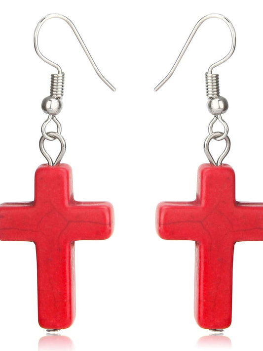 1 Pair Drop Earrings For Turquoise Street Daily Alloy Classic Cross for Women
