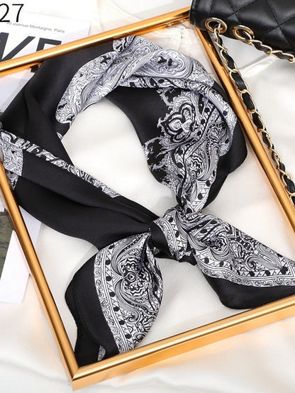 3 Colors Square Silk Scarf Women Fashion Print Small Neck Scarfs Office Lady Hair Band Foulard Hand Kerchief Female Bandana Shawl 70*70CM for Women