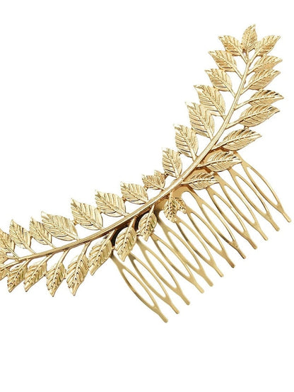 1pc Girls' Hair Combs Leaves Comb Fashion Gold Leaf Clips Tiara Vintage Roman Goddess Leaf Bridal Hair Crown Branch for Wedding Party Dancing Party Fashion Show for Women