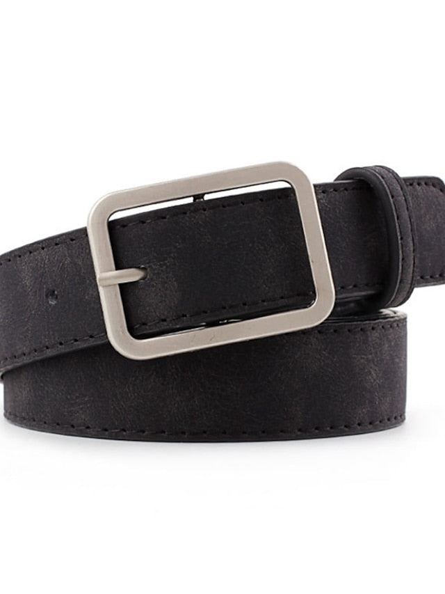 Unisex PU Buckle Belt PU Leather Prong Buckle Plain Casual Classic Party Daily Black Brown Navy Blue Beige for Women
