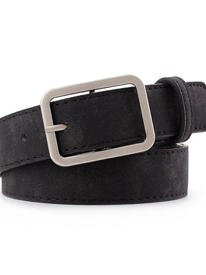 Unisex PU Buckle Belt PU Leather Prong Buckle Plain Casual Classic Party Daily Black Brown Navy Blue Beige for Women