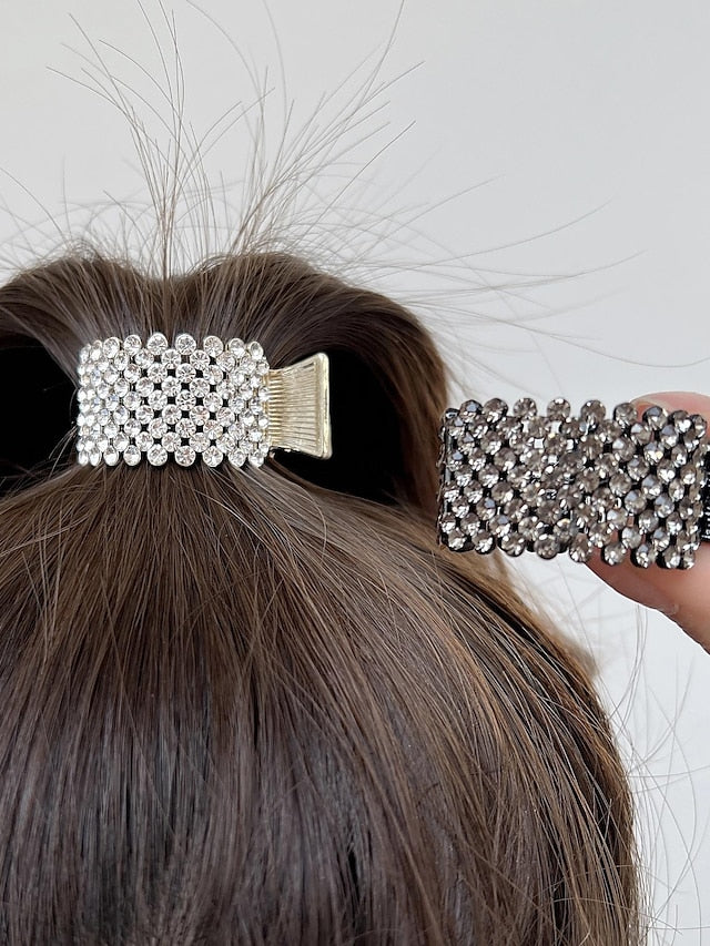 Hair Clip For Daily Classic Crystal Alloy Crown Rhinestone Grabber Pearl Rhinestone Grabber Crown Black Diamond Hair Clip for Women