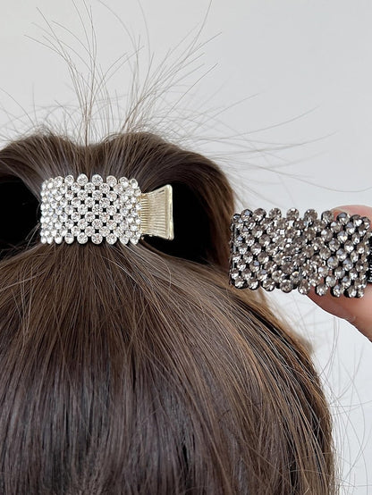 Hair Clip For Daily Classic Crystal Alloy Crown Rhinestone Grabber Pearl Rhinestone Grabber Crown Black Diamond Hair Clip for Women