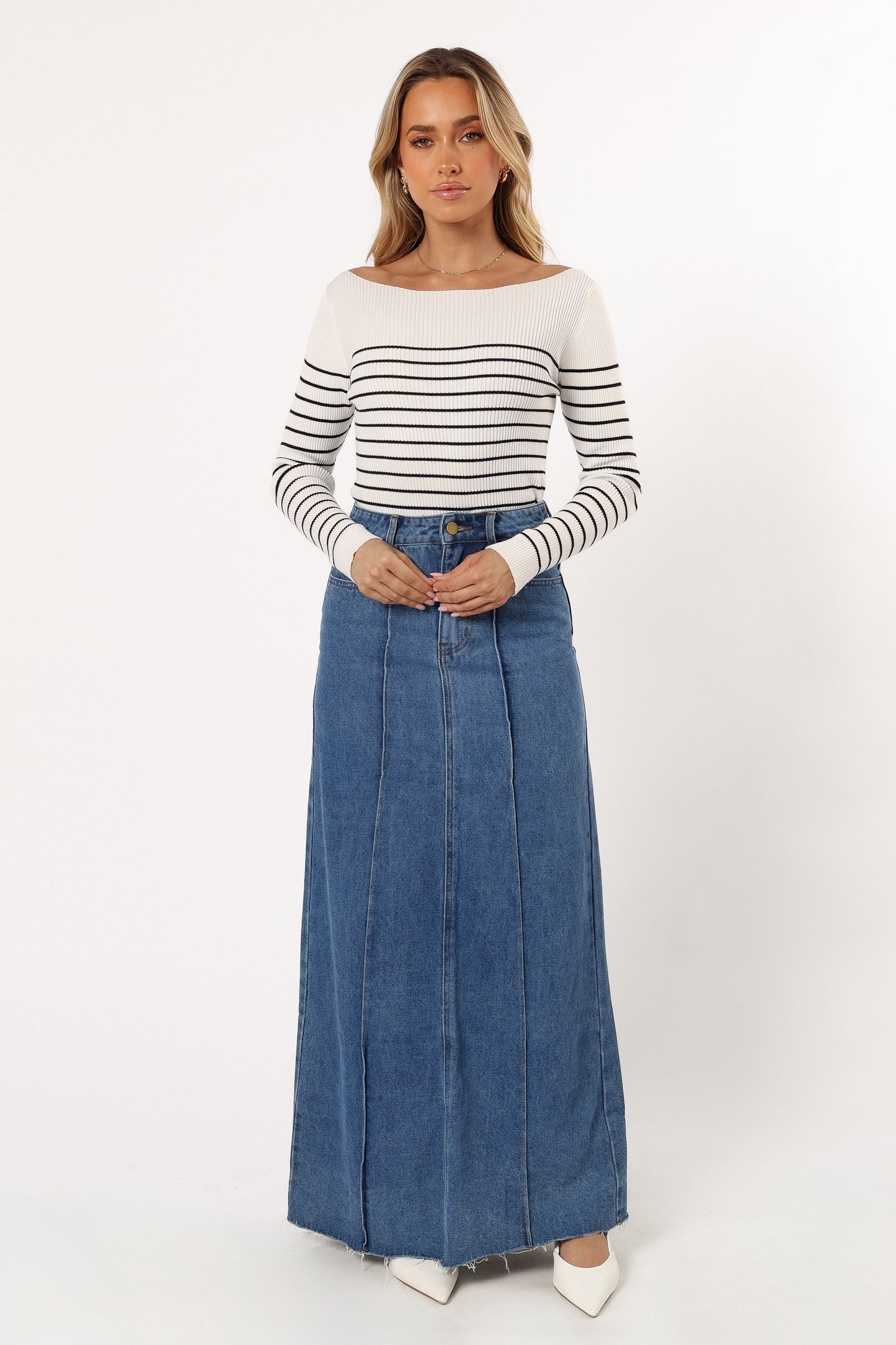 Top de punto Kiersten - Blanco y negro