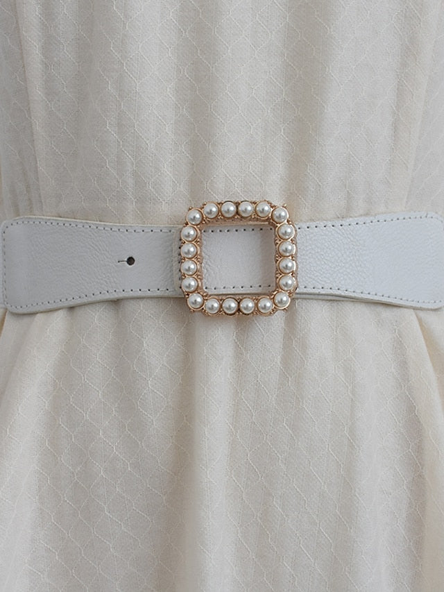 Belt Faux Leather White Black Skinny Belt Outdoor Dailywear Daily Holiday Pure Color / Spring / Summer / Fall / Winter for Women