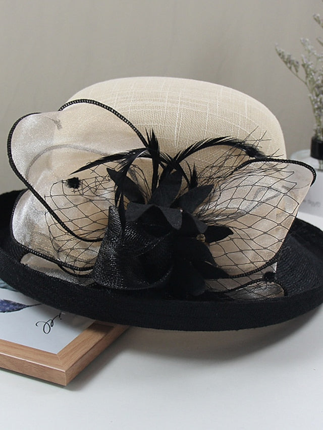Party Hat Party Wedding Daily Flower Color Block Beige White Hat Yellow Gray Spring Summer for Women