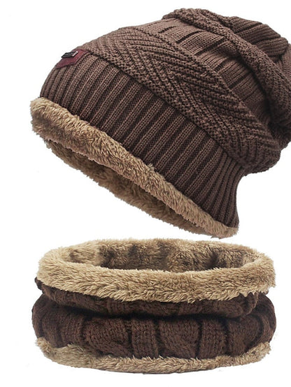 Men's Slouchy Beanie Hat Winter Warm Set Outdoor Home Daily Solid / Plain Color Knitting Casual Casual / Daily 1 Pack for Women