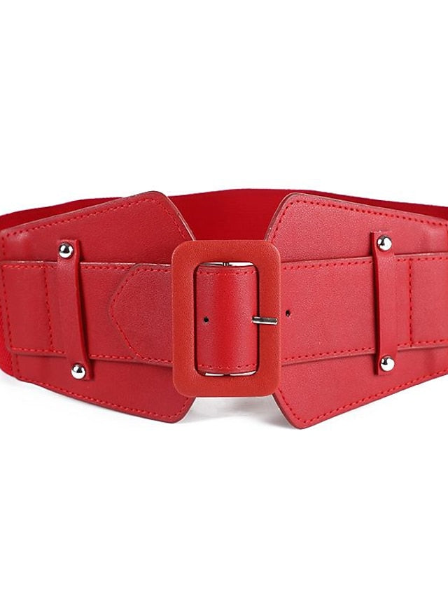 Rectangle Buckle Wide Belt for Women
