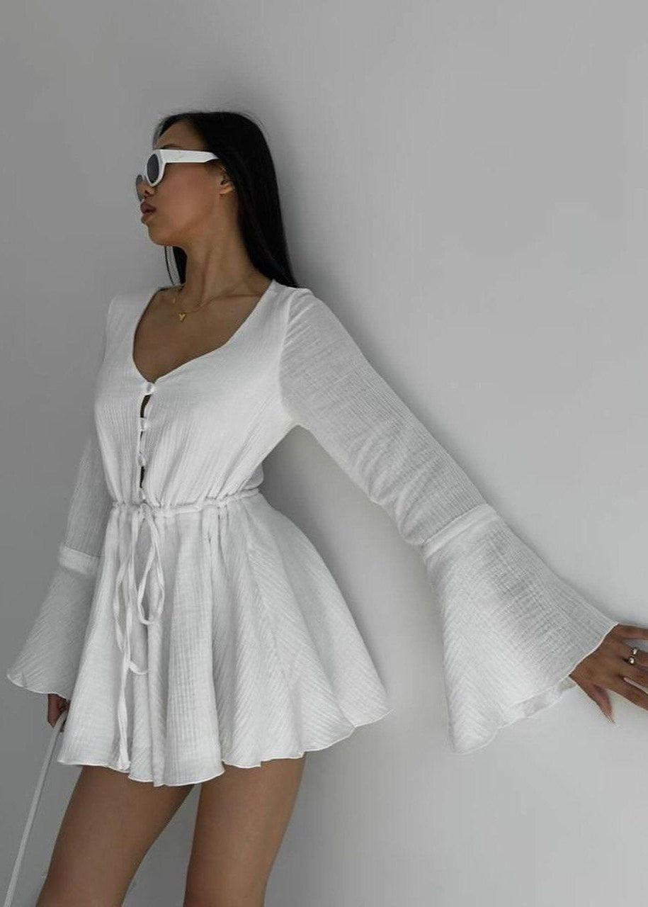 Sunny Bloom - Ruffle Sleeve Mini Romper