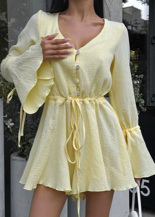 Sunny Bloom - Ruffle Sleeve Mini Romper