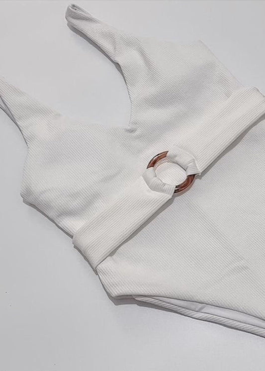 Carmela – Textured Belted One-Piece Swimsuit