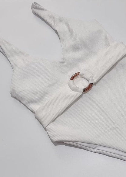 Carmela – Textured Belted One-Piece Swimsuit