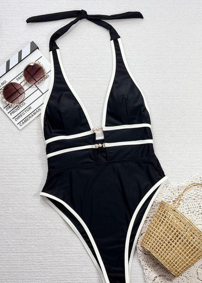 Sableline - Deep V Halter One-Piece Swimsuit