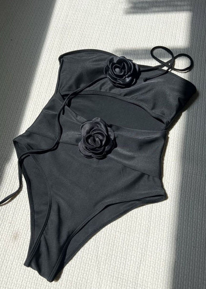Alora Cutout One-Piece Swimsuit with Floral Rosettes
