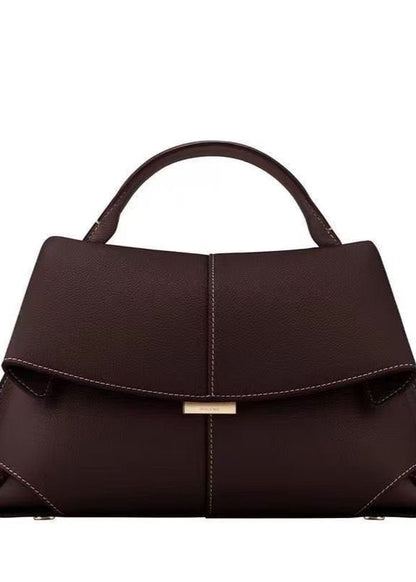 Camille Structured Top Handle Bag – Pebbled Leather Elegance